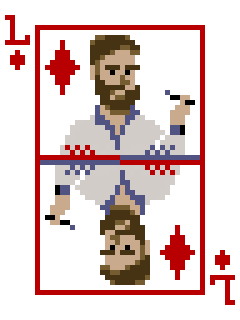 pixelart gif showing an ilustration of lumipate in the form of a playing card